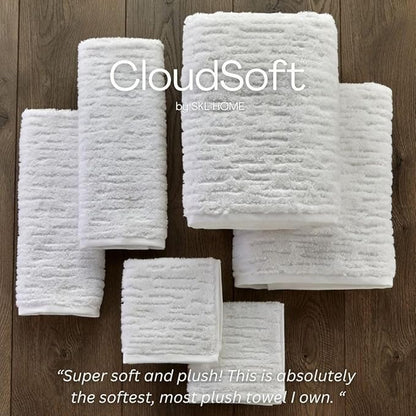 SKL Home CloudSoft 100% Cotton Luxury 6-Piece Towel Set, 600 GSM, Ultra Plush &