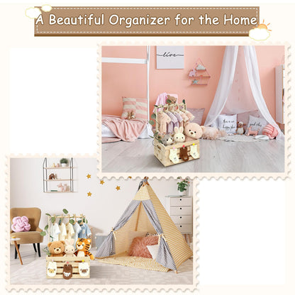 Simabsie Wooden Baby Shower Crate Closet with Hangers, Moon Stars - Personalized Newborn Basket Gifts for Expecting Parents