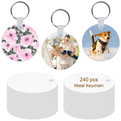 240 Pcs Metal Sublimation Keychain Blanks Bulk,Sublimation Ornament Blanks,Double Sided Sublimation Blanks Keychain