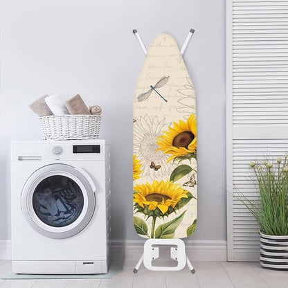 Sunflower Ironing Board Cover and Pad, Dragonfly Iron Board Cover Non-Slip