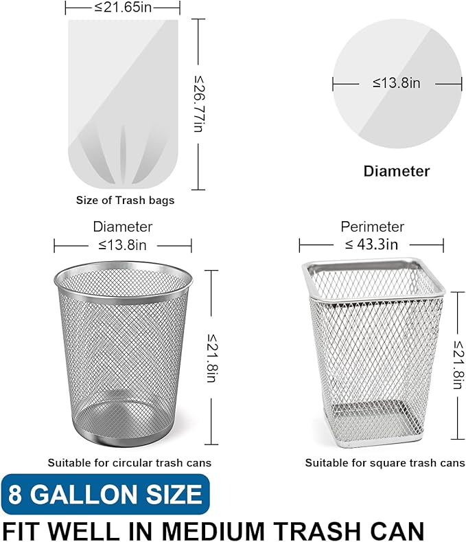 8 Gallon Trash Bags Drawstring 1.2 Mil