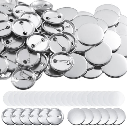 600 Pieces Blank Button Making Supplies Round Badge Parts Metal Pin Button Kit for Badge Make Machine, Including Metal Shells Back Cover and Clear Film(1.46 Inches)