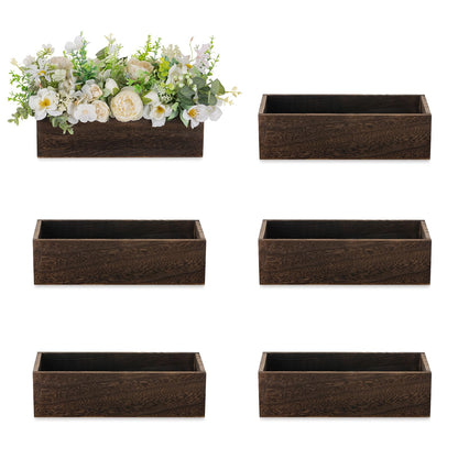 NUPTIO Wooden Box Centerpiece for Table: 6 Pcs 11.8" Long Wood Rectangle Box - Farmhouse Flower Box for Fall Wedding Dining Living Room Mantel Table Centerpiece Decor
