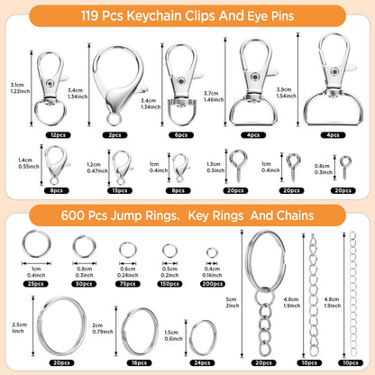 Funtopia 740PCS Keychain Making Kit, Key Chain Supplies Including Keychain Clip, Key Rings, Lobster Claw Clasps, Jump Rings, Pliers, Tassels for Key Chain Making, Purse Making, Lanyard Making