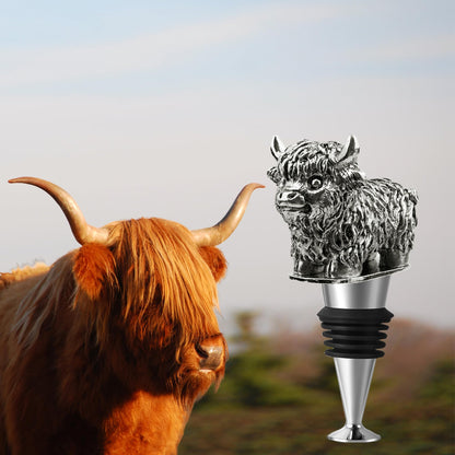 Highland Cow Wine Bottle Stopper, Highland Cow Gifts with Gift Box, Wine Gifts Christmas Birthday Gifts for Women Men, Wine Stopper for Wine Champagne Prosecco