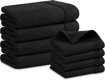 Homaxy Kitchen Towels and Dishcloths Set, 12 x 12 and 13 x 28 Inches, Super