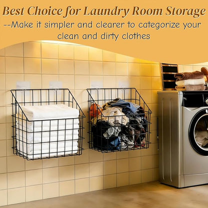 2 Pack Bath Tub Toy Storage Organizer Basket, Rustproof Black Iron Holder