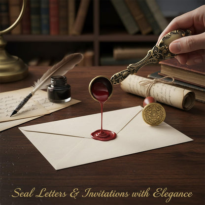 Operitacx 2 Pcs Antique Copper Wax Seal Spoon 4.33 Inch Carved Sealing Wax Tools for Envelopes Invitations Crafts Wine Packing