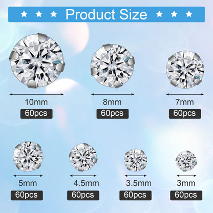 420 PCS Sew On Rhinestones, PAGOW Sewing Rhinestones with Silver Claw, Embellishments for Wedding Dress, Bags, Shoes (10mm, 8mm, 7mm, 5mm, 4.5mm, 3.5mm and 3mm Diameter)