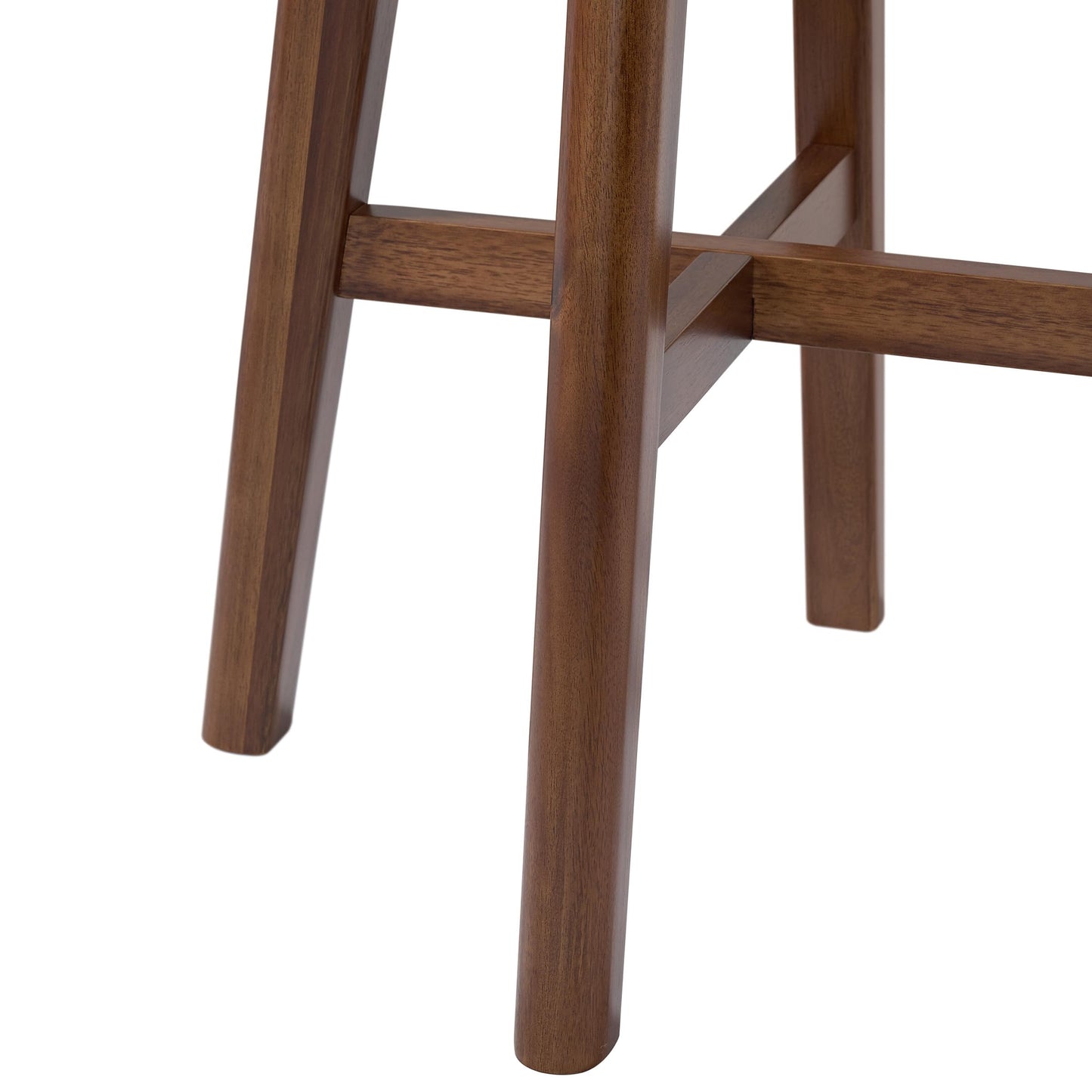 Alaterre Furniture Calais Round Bar Stool with Woven Seat - 24in Counter Height Bar Stools Backless for Kitchen, Bar or Dining Room - Wooden Barstool (Chestnut Finish)