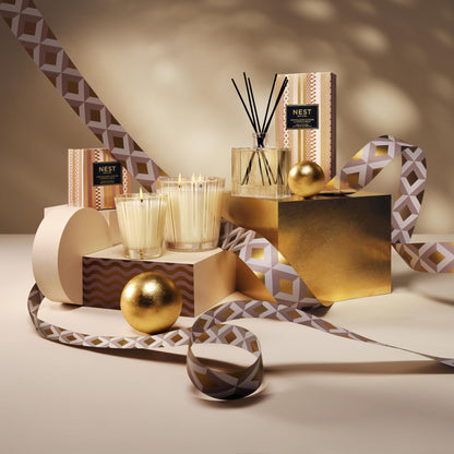 NEST New York Reed Diffuser, Holiday - 5.9 fl oz - Fragrance for Up to 90 Days - Reusable, Refillable Glass Holder - Includes 8 All-Natural Reed Sticks - Flame Free