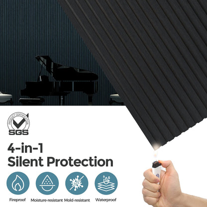 AKUMAX Foldable Wood Panels-3D Slat Wall Panelling for Wall-Ceiling and Sound Absorbing - Wooden Wall Panels for Living Room, Bedroom-Fire Retardant & FSC-109x24Inches(Black Oak)