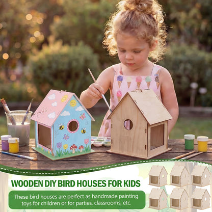 DoubleFill 10 Pack Wooden Bird Feeder Kits for Kids Make Your Own Bird Feeder Crafts Painting Kits DIY Birdhouse Building Crafts Children GITS for Outdoor Spring Summer Decor
