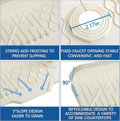 Silicone Sink Mat Splash Guard-17" x 6'' Sink Splash Guard, Kitchen Sink