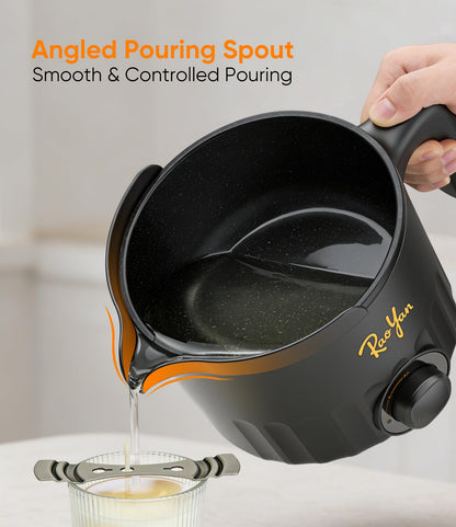 RAOYAN 1.5L Candle Wax Melter with Pour Spout, Candle Making Kit for Beginners and Adults, Wax Melting Pot for Candle Making with Stirring Spoon - Black