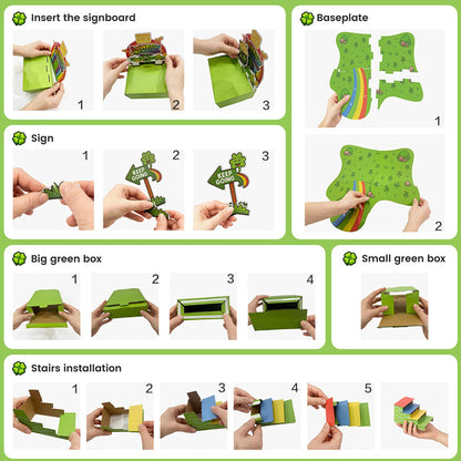 LEKSON St. Patrick’s Day Leprechaun Trap Craft Kit for Kids, Rainbow Treasure DIY Decoration Scene with Path, Signs & Accessories, Classroom & Holiday Activity Set