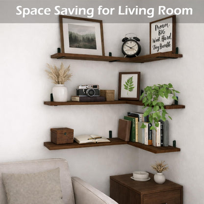 StorelySpace Floating Shelves Set of 6, Wooden Floating Shelves for Wall Decor, Farmhouse Shelf for Bedroom, Wall Mounted Bathroom Storage Shelves, Floating Book Shelves for Living Room