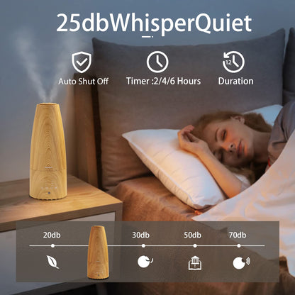 Cool Mist Humidifier,Elecameier Warm and Cool Mist Humidifier for Home/Bedroom with Remote Control Smart Air Humidifier for Desk/Office/Baby Bedroom 25dB Whisper Quiet with Auto Shut off light wood