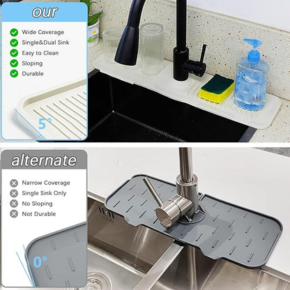 5° Slope Kitchen Sink Faucet Mat, Kitchen Sink Splash Guard, Silicone Material