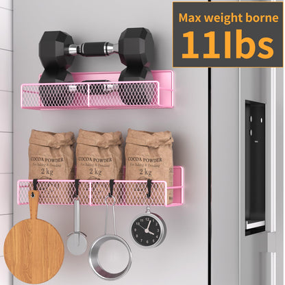 Magnetic Spice Rack for Refrigerator, 6 Pack 100% Metal Strong Magnet Shelf, Space Saving Spice Organizer, Home Kitchen Laundry Room Storage Organization W/ Paper Towel Holder, Utensils Racks (Grey)