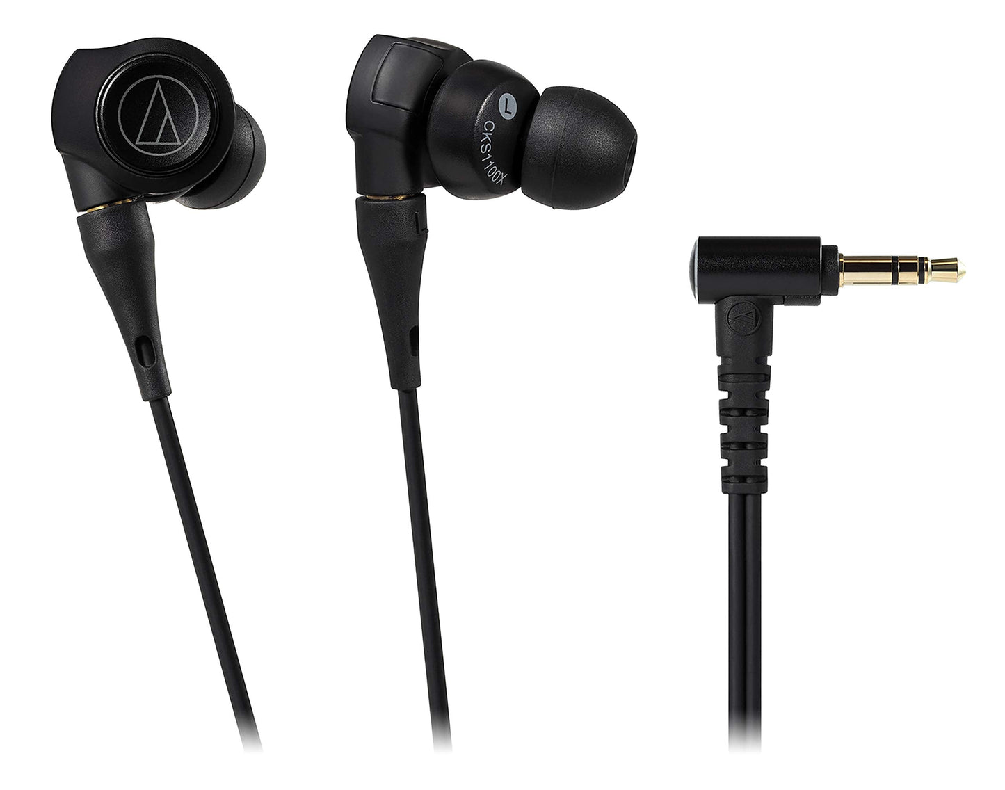 Audio-Technica ATH-CKS1100X Earphones, Wired, in-Ear Type, Deep Bass, High Resolution, Supports High Resolution Sound Sources, Solid BASS Black