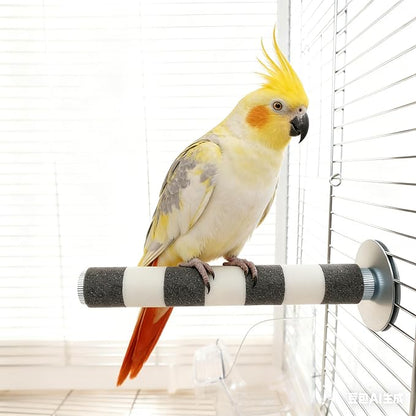 AOTU Bird Perch for Cage, Bird Cage Accessory Natural Sandstone 7.9” x 1” – Durable Beak & Claw Trimming Grinding Stone for Parrot, Conure, Cockatiel, Non-Toxic