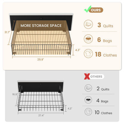 SHA CERLIN King Size Platform Bed Frame with 4 Storage Drawers, Velvet Upholstered Headboard, Mattress Foundation with Wooden Slats Support, No Box Spring Needed, Easy Assembly, White