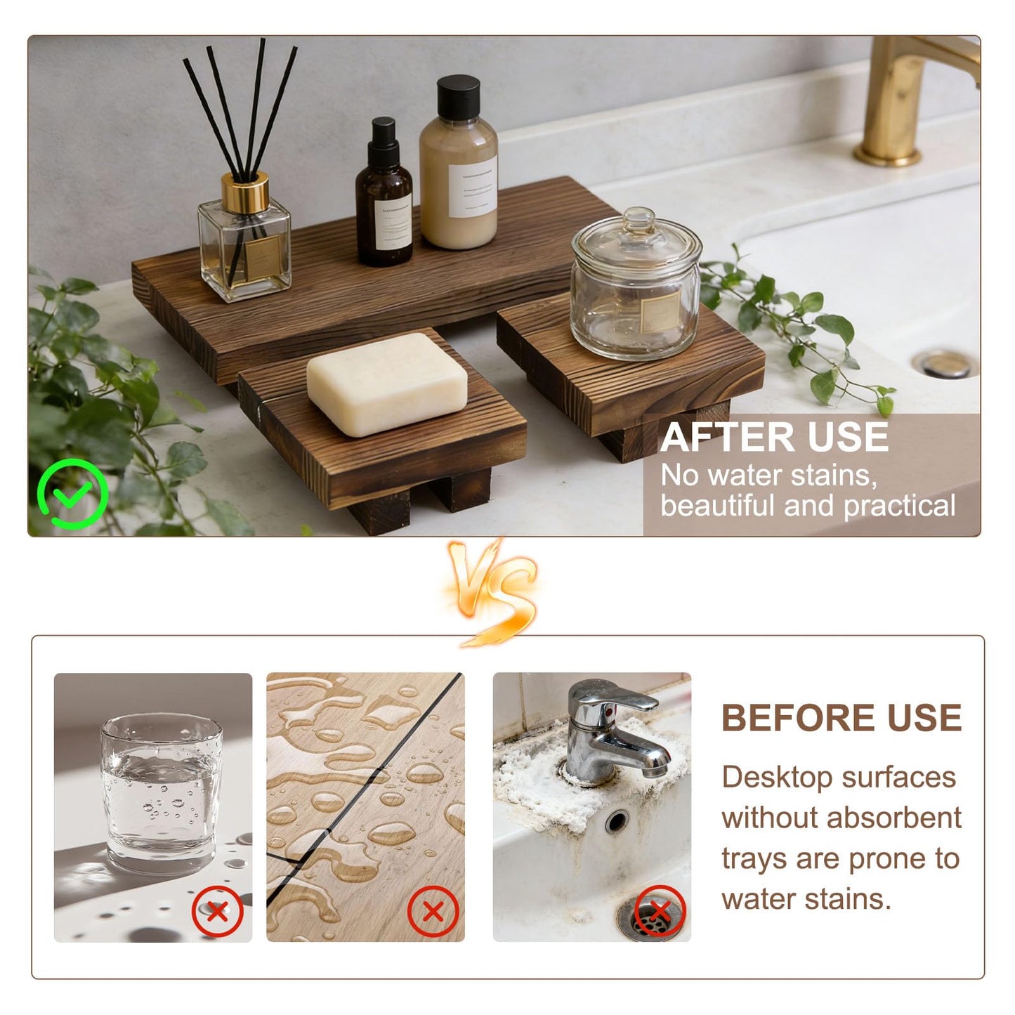 Klunk Wood Display Riser Set of 3, Rustic Farmhouse Countertop Stands