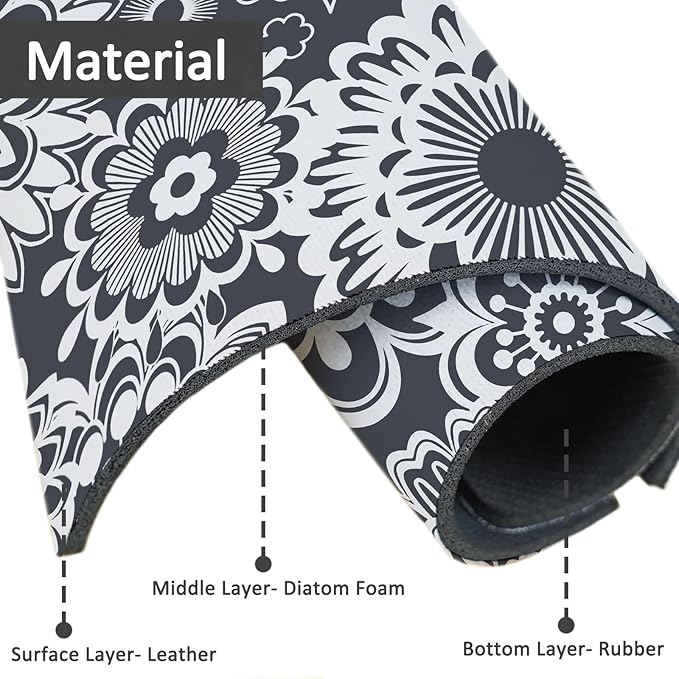 24" X 5.5" Kitchen Sink Splash Guard Faucet Mat Mandala Super Absorbent Fast