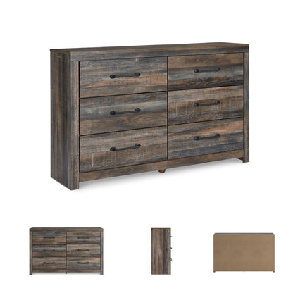 Signature Design by Ashley Drystan 6 Drawer Dresser, Large-scale Hardware, Smooth-gliding Drawers, Wood, 58.7" W x 15.31" D x 36.46" H, Weatherworn Brown