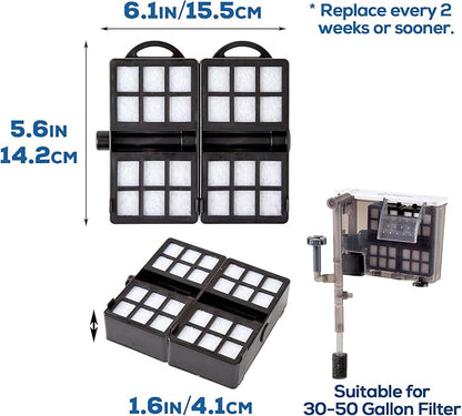 LAQUAL Replacement Fish Tank Filter Cartridges, Suitable Aquarium Filter (30-50 Gal), 3 Sets (2pcs as a Set), White