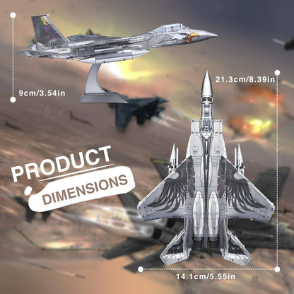Piececool 3D Puzzles for Adults, American F-15 Fighter Metal Airplane Kit to Build, DIY Assembly Plane Model, Best Gifts for Military Enthusiasts, Desk Decor