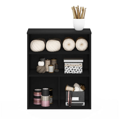 Furinno PASIR Book Shelf, 3-Tier Display Bookshelf with Adjustable Shelf, Cube Storage Bookcase, 11.8 x 23.6 x 28.2, for Living Room, Bedroom, Home Office, Black Oak