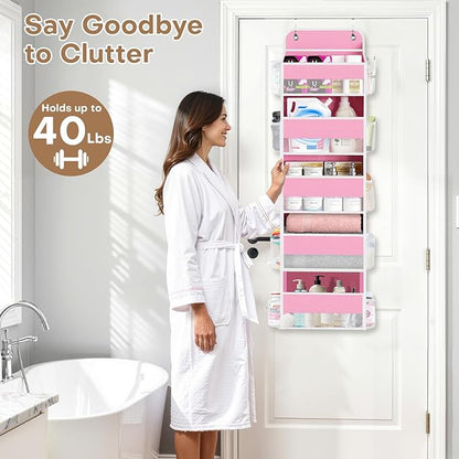 SpaceWhisper Over the Door Organizer, 5 Large Pocket Hanging Storage Organizer