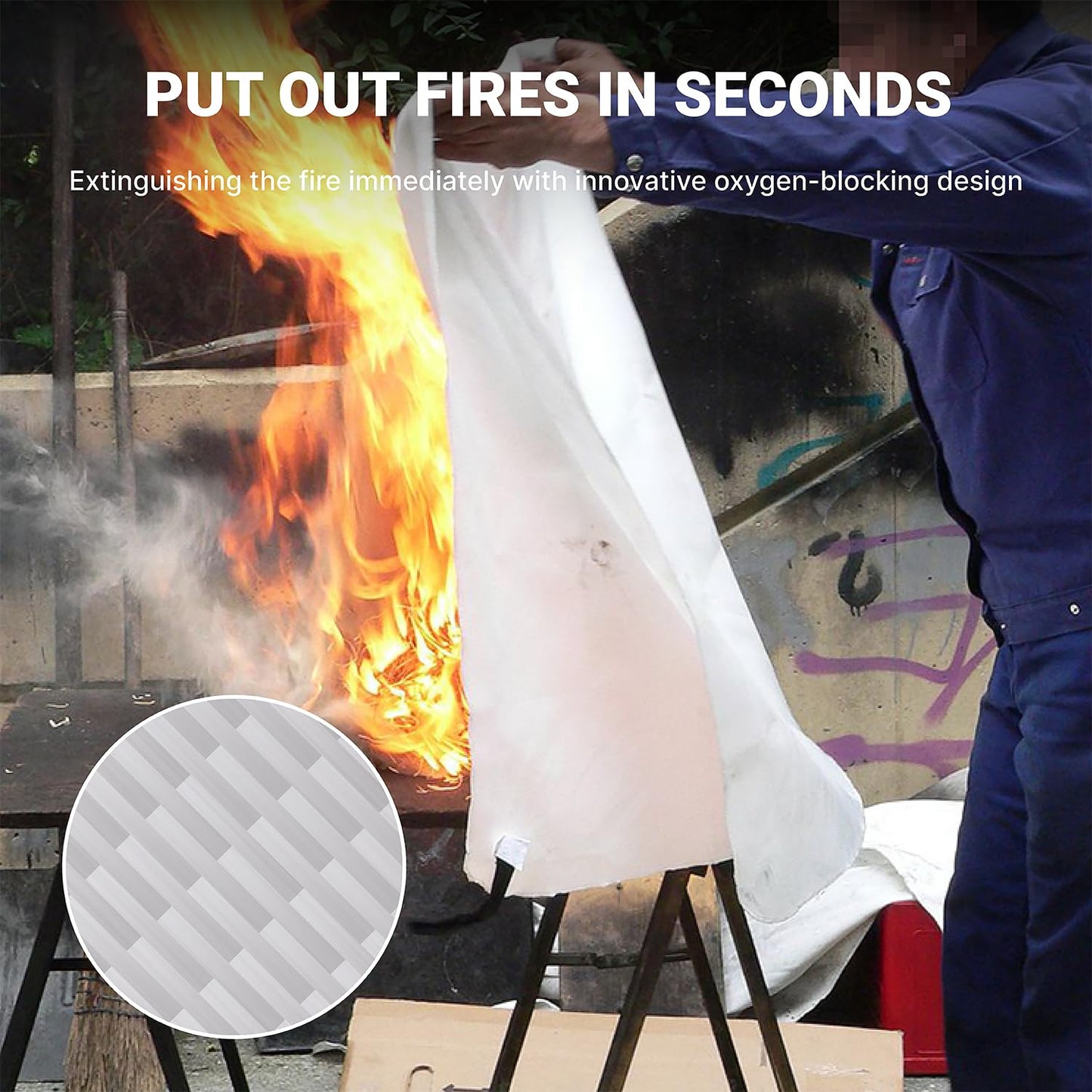 Lancryen 2025 Emergency Fire Blanket, Fire Extinguisher Blanket, Fire Suppression Blanket, Flame Retardant Towel Fire Safety Cloth for Home, Kitchen, School, Grill, Car, Office, Warehouse(40” x 40”)
