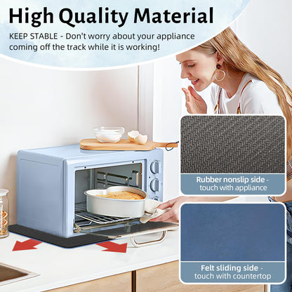 LOPNUR 14"x10" Small Appliance Slider, Appliance Sliders for Kitchen Appliances, 360° Rotating Sliding Tray for Coffee Maker, Heat Resistant Mat Cut to Fit Stand Mixer Air Fryer Microwave, Gray