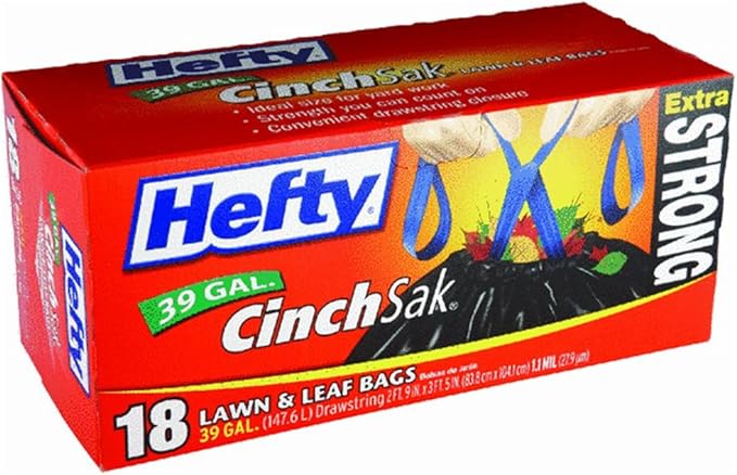 Hefty Strong Lawn and Leaf Large Garbage Bags, 39 Gallon