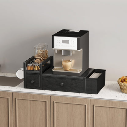 Homeiju Coffee Pod Drawers - K Cup Organizer, Nespresso Pods Holder with Mug Rack, Coffee Holder for Countertop, 52 Capacity Pods, Suitable for Kitchens, Offices and Coffee Bars(Black)