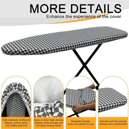Ironing Board Cover and Pad, Sewn-in Thick Feltpads, Elastic Edge, Fits