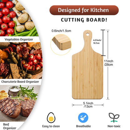 Patelai 12 Pack Thicken Bamboo Cutting Board Bulk, 11x5 Inch Acacia Wood Chopping Crafts Customized Laser Engraving Serving Charcuterie Boards Mother's Day Housewarming Gift,0.60" Thick (Bamboo Wood)