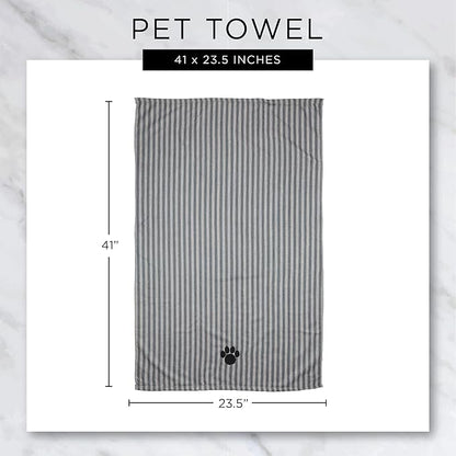 Bone Dry Pet Grooming Microfiber Towel, Embroidered Collection, X-Large,41x23.5", Blue