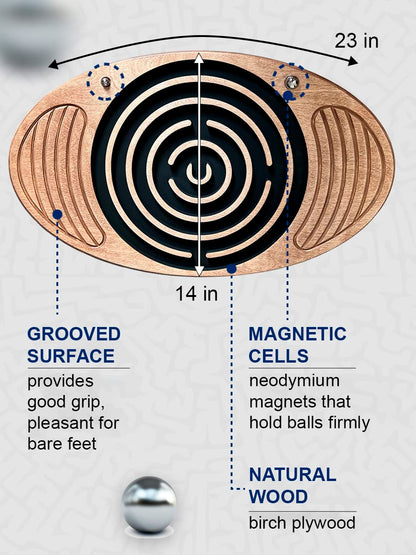 Wooden Balance Board Maze, Fun Fitness Tool, Wobble Balance Board, Core Strength, Fitness, Training, Physical Therapy, Oak-Cross (oak-cross)