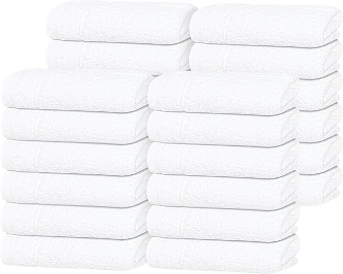 Tens Towels Pack of 24 Washcloths, 12 x 12 Inches, Lighter Weight, Quick to Dry