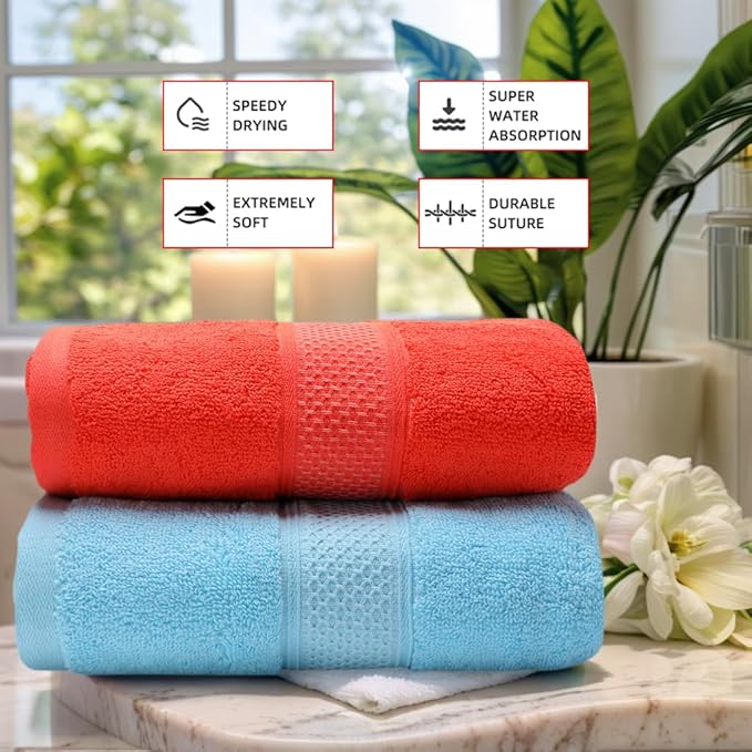 Cotton Bath Towels Set, 2-Piece Set Super Absorbent Quick Drying, Suitable