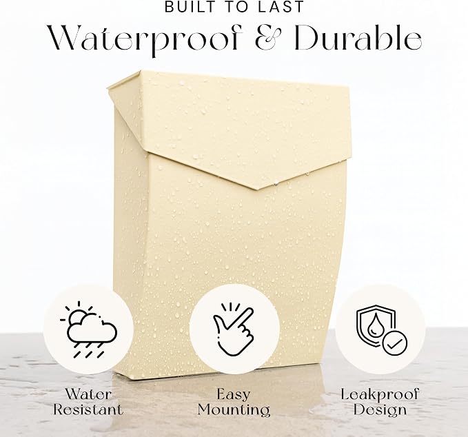 NACH Mailboxes for Outside Wall Mount, 4.8 x 10 x 13 inch Cream Wall Mounted Mailboxes for Outside, Waterpoof Mailbox for House - The Bradley Large Mail Box