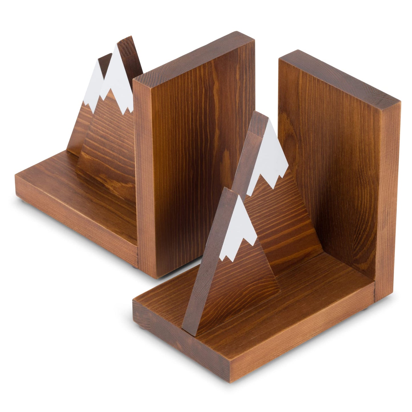 Waratah Designs Mountain Bookends - Wooden Non Slip Decorative Bookends for Heavy Books - Rustic Office Decor
