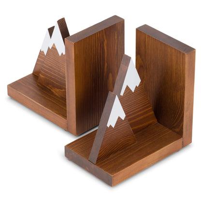 Waratah Designs Mountain Bookends - Wooden Non Slip Decorative Bookends for Heavy Books - Rustic Office Decor