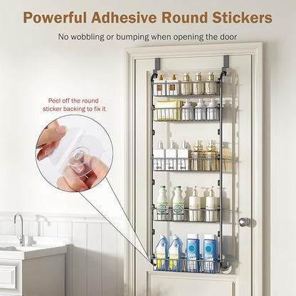 Delamu Over The Door Pantry Organizer, 5-Tier Pantry Door Organizers and Storage