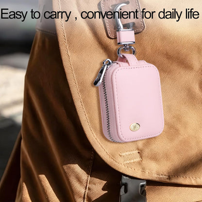 Ordeonrus 2 PCS Earbud Case with Keychain Portable PU Leather Headphone Storage Bag Shell Earphone Organizer for Wired Wireless Earphone Earbud Earpieces SD Memory Card Camera Chips (Purple + Pink)