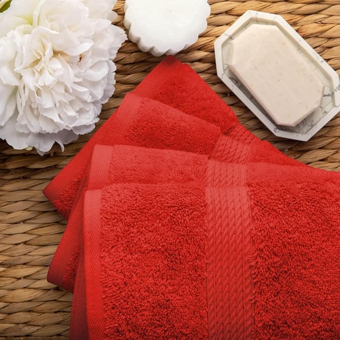 SUPERIOR Egyptian Cotton Pile Hand Towel Set of 4, Ultra Soft Luxury Towels